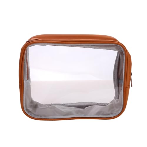 OAIEU Mehrzweck-Kosmetiktasche, Transparent, Tragbar, Großes Fassungsvermögen, Reise-Make-Up-Tasche Für Damen (Braun, Mittel) von OAIEU