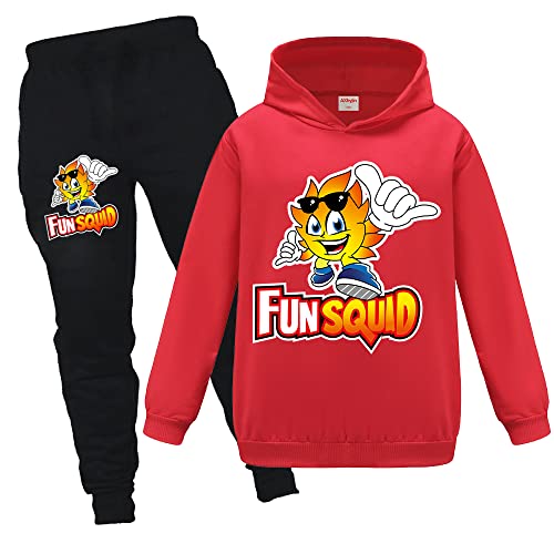 OAIXIUR Lustiges Merch-Kapuzenpullover und Jogger-Set für Kinder, modischer Pullover, Trainingsanzug.., rot, 9 - 10 Jahre von OAIXIUR