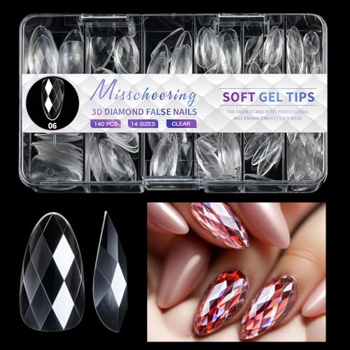 1 Box Unregelmäßige Falsche Nägel 3D Diamonds Künstliche Nägel Mandel Mandel Full Stick Auf Nägeln Pressen Nägel Für Frauen Mädchen von OAJABBGE