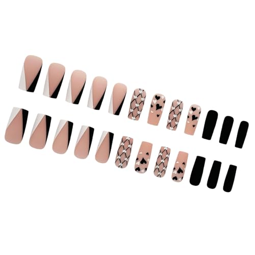 24pcs Press Auf Nägeln Square Klebstoffe Auf Nägeln Französisch Gefälschte Nägel Designs Falsche Nägel Künstliche Nägel Geschenke Für Frauen Mädchen von OAJABBGE