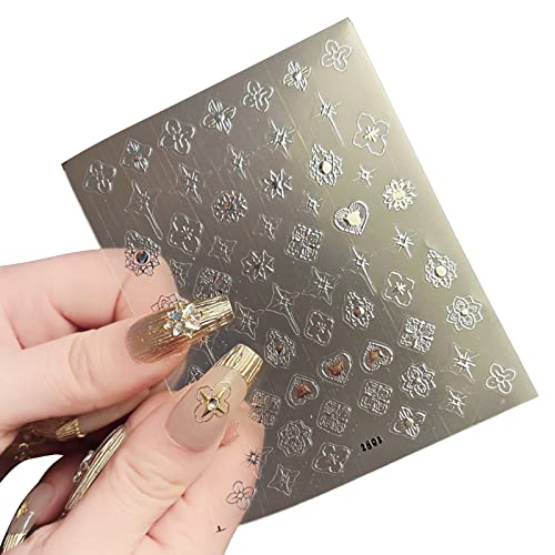 Bronzing Gold Silbernagelaufkleber Herznägelkunst Aufkleber Selbstvertretung Nagelabziehbilder Falsches Nagelversorgungen Nagel Art Decor von OAJABBGE