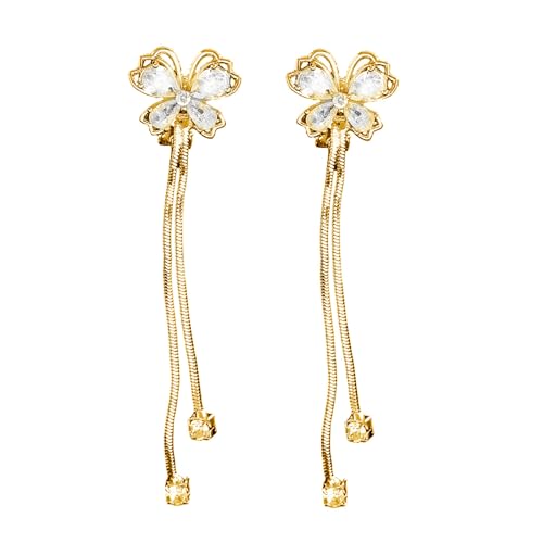 Butterfly Multi Strang Fransen Ohrringe Langer Statement Schmuck Für Besondere Anlässe Kupfer Metall Accessoires Handgefertigtes Schmetterling Abendohrringe von OAJABBGE