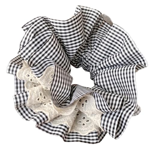 Delikates Spitzenlader Elastic Hair Band Elegant Karierte Elastische Haarringe Für Stilvolle Frauen von OAJABBGE