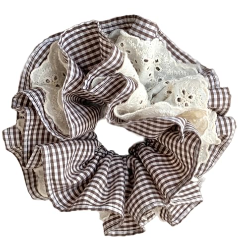 Delikates Spitzenlader Elastic Hair Band Elegant Karierte Elastische Haarringe Für Stilvolle Frauen von OAJABBGE