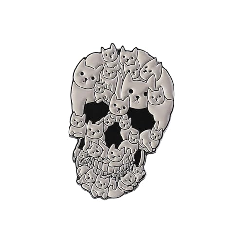 Fun Novelty Katzen Schädel Pin Launisch Cartoon Design Glatt Benutzerfreundliche Leichtmetallschmuck Geschenk Für Haustierliebhaber Cartoon Halloween Cats Brosche Brosche von OAJABBGE