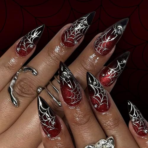 Halloween Press Auf Nägeln Französische Tipps Gefälschte Acrylmandel Mandel False Klebsträhne Für Frauen Vollbedeckung Künstlicher Nagel von OAJABBGE