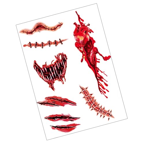 Halloween Tätowierte Aufkleber Blutige Wundaufkleber Wasserfeste Tätowierte Aufkleber Halloween Aufkleber Für Cosplay von OAJABBGE