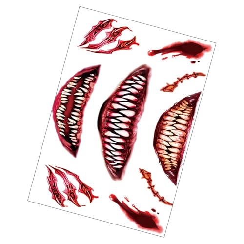 Halloween Tätowierte Aufkleber Blutige Wundaufkleber Wasserfeste Tätowierte Aufkleber Halloween Aufkleber Für Cosplay von OAJABBGE