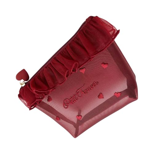 Heart Sticker Meshes Kosmetikkoffer Praktischer Nylon Make Up Tasche Mit Reißverschluss Fashion Taschen Tragbarer Organizer von OAJABBGE