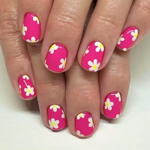 Hochglänzende Kurze Quadratische Künstliche Nägel Mit Blumendesigns Vollbezüge Kleben Auf Nägeln Set Nägel Äavien Für Frauen von OAJABBGE