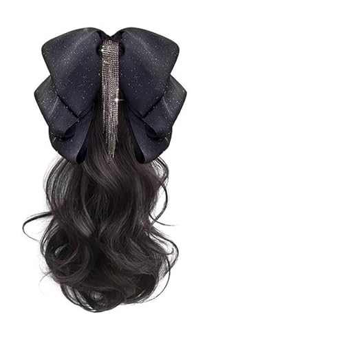 Klaue Curly Hair Extensions Mädchen Pferdeschwanzverlängerung Mit Bowknot Pferdeschwanzklaue Mit Bowknot Für Musikfestival von OAJABBGE