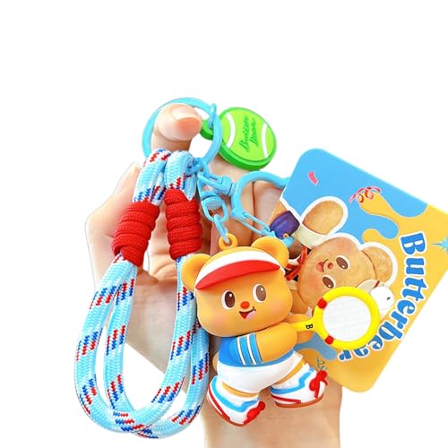 Athletic Cartoon Bear Bag Charm Leichter Schlüsselbund Dekore Entzückender PVC Design Schlüsselhalter Anhänger Für Erwachsene Sportdekoration Schlüsselring Keyring von OAJABBGE