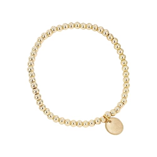 OAJABBGE Edelstahl Elastischer Perlen 53 Gold/Silber 4mm Perlen Einstellbar Unisex Armband Für Lässige Formelle Edelstahl Formelle Anlässe Armband von OAJABBGE