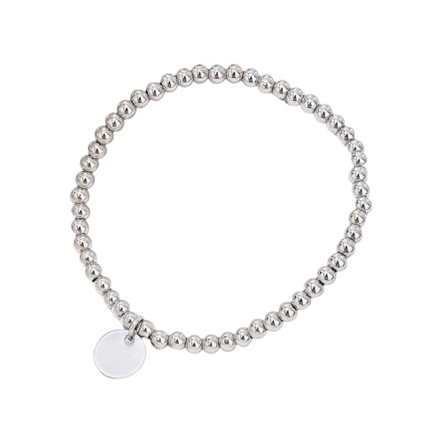 OAJABBGE Edelstahl Elastischer Perlen 53 Gold/Silber 4mm Perlen Einstellbar Unisex Armband Für Lässige Formelle Edelstahl Formelle Anlässe Armband von OAJABBGE