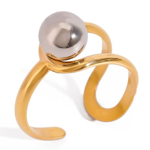 OAJABBGE Einstellbare Geometrische Edelstahl Ringe Mit Offenem Ende Mit Künstlerischem Cutout Design Accessoire Für Alltägliche Stapelung Minimalistischer Stapelbarer Schmuck von OAJABBGE