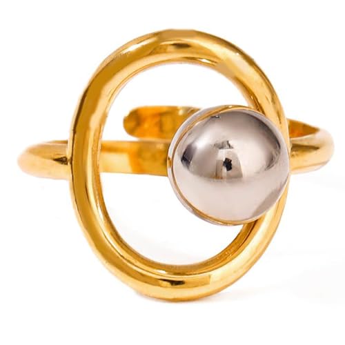 OAJABBGE Einstellbare Geometrische Edelstahl Ringe Mit Offenem Ende Mit Künstlerischem Cutout Design Accessoire Für Alltägliche Stapelung Minimalistischer Stapelbarer Schmuck von OAJABBGE