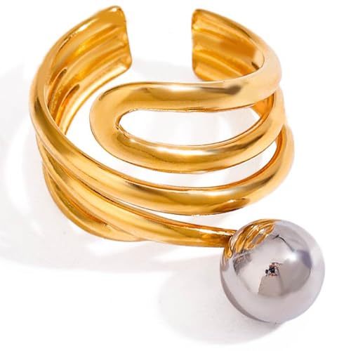 OAJABBGE Einstellbare Geometrische Edelstahl Ringe Mit Offenem Ende Mit Künstlerischem Cutout Design Accessoire Für Alltägliche Stapelung Minimalistischer Stapelbarer Schmuck von OAJABBGE