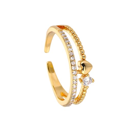 OAJABBGE Elegante Einstellbare Kupferherzringe Mit Kubischen Zirkonia Jubiläumsgeschenken Schmuck Schmuck Für Ihre Besonderen Momente Diamonds Akzentringe von OAJABBGE