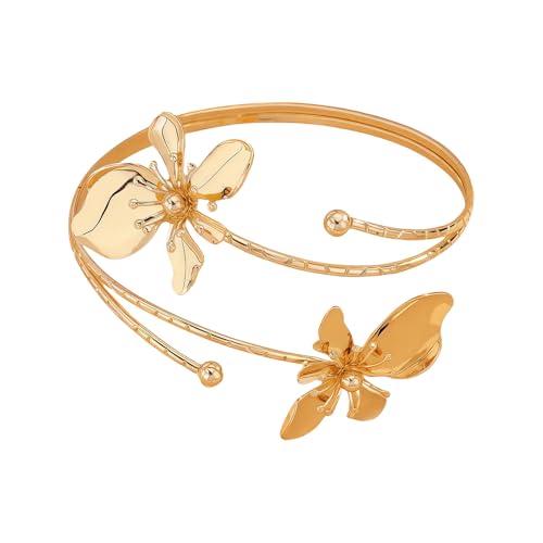 OAJABBGE Elegante Öffnung Verstellbares Blumenarmband Frau Mädchen Bangel Handschmuck Metall Textur Perfekt Für Modeliebhaber Metall Handgelenk Schmuck Schmuck von OAJABBGE