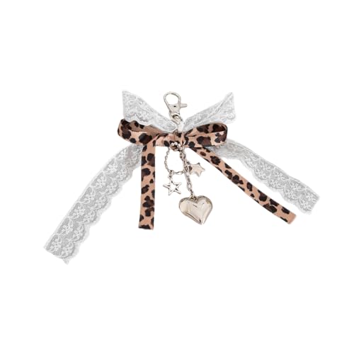OAJABBGE Eleganter Spitze Bowknot Heart Keychain Handgefertigtes Bowtie Keyring Perlen Charm Mode Schmetterling Knotenschlüsselkette Accessoire von OAJABBGE