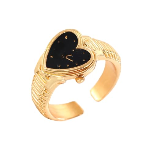 OAJABBGE Geometrische Offene Ringe Handschmuck Fashion Herzform Legierung Textur Geeignet Für Mode Enthusiasten Präsentieren Vintage Herz von OAJABBGE