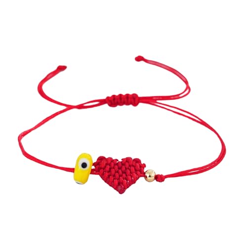 OAJABBGE Handgefertigte Rote Schnur Böse Augen Armband Mit Herz Charme Einstellbarer Handgelenk Schmuck Für Frauen Freunden Freundes Geschenk Glücksstringgerichtsband Armband von OAJABBGE
