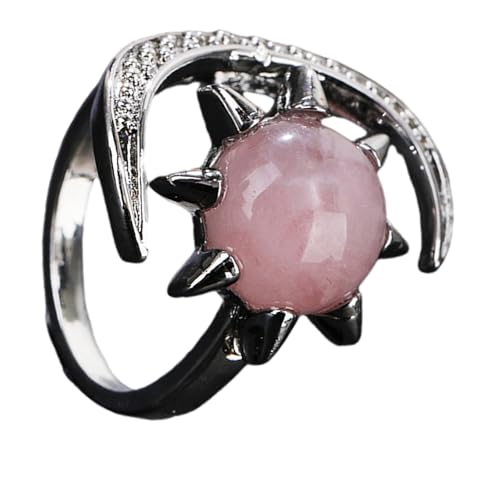 OAJABBGE Handgefertigter Mond Und Sternkristallschmuck Hypoallergen Natürliche Edelsteine ​​Ringe Handgefertigte Fingerzubehör Natürliche Edelsteine ​​Ring von OAJABBGE