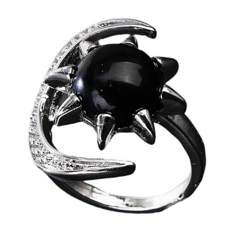 OAJABBGE Handgefertigter Mond Und Sternkristallschmuck Hypoallergen Natürliche Edelsteine ​​Ringe Handgefertigte Fingerzubehör Natürliche Edelsteine ​​Ring von OAJABBGE
