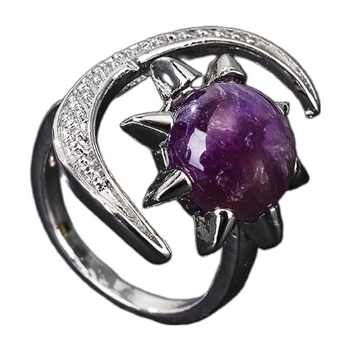 OAJABBGE Handgefertigter Mond Und Sternkristallschmuck Hypoallergen Natürliche Edelsteine ​​Ringe Handgefertigte Fingerzubehör Natürliche Edelsteine ​​Ring von OAJABBGE