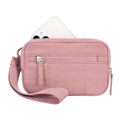 OAJABBGE Kleine Crossbody Armbandbrieftasche Mit Kartenhalter Und Reißverschluss In Tasche Gesteppte Münze Geldbörse Für Frauen Sport Und Tägliche Verwendung Gesteppter Armbandkupplung von OAJABBGE