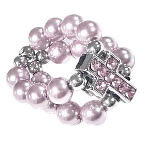 OAJABBGE Kruzifixringe Mit Perlen Und Diamanten Flexible Größen Sie Für Valentinstag Juweliergeschenk Titanien Stahlkruzifix von OAJABBGE