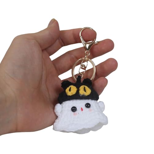 OAJABBGE Liebenswerter Spookschlüsselring Häkelspecter Schlüsselkette Handgewebtes Halloween Geformte Schlüsselbeutel Anhänger Auto Hanging Ornament von OAJABBGE