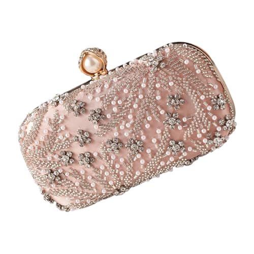 OAJABBGE Luxuriöse Strasssteine ​​bestickte Party Geldbörse Verstellbarer Schultergurt Praktische Polyester Sichere Aufbewahrungsfächer Prom Event Luxus Perlen Abend Accessoire von OAJABBGE