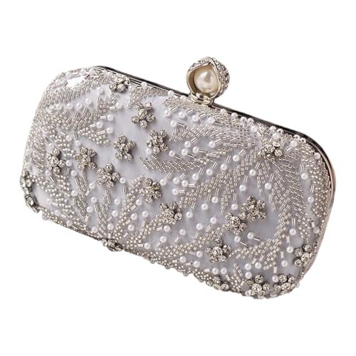 OAJABBGE Luxuriöse Strasssteine ​​bestickte Party Geldbörse Verstellbarer Schultergurt Praktische Polyester Sichere Aufbewahrungsfächer Prom Event Luxus Perlen Abend Accessoire von OAJABBGE