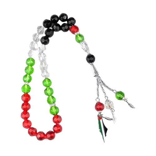 OAJABBGE Multicolor Glas Perlen Ramadans Armband Mit Verstellbarem Randdesign Muslime Schmuck Für Festliche Accessoires Verstellbarer Kristallgebets Armband von OAJABBGE