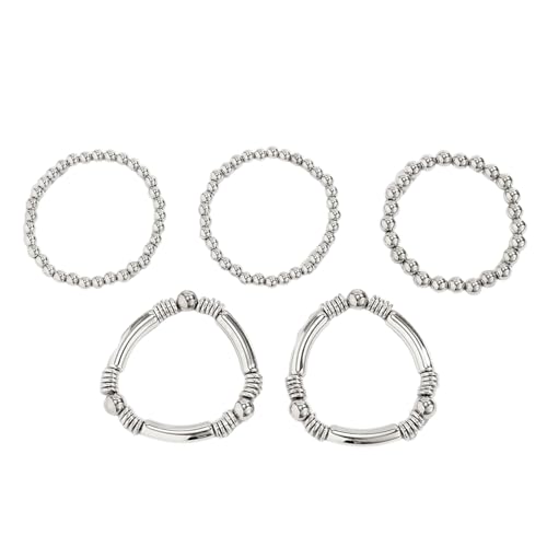 OAJABBGE Packung Aus 5 Einstellbaren Metallarmband Set Stapelhaltigkeits Schmuck Vielseitiger Handchain Für Lässige Und Formelle Veranstaltung Gold Und Silberperlen Armband Pack OAJABBGE Packung Aus 5 Einstellbaren Metallarmband Set Stapelhaltigkeits Schmuck Vielseitiger Handchain Für Lässige Und Formelle Veranstaltung Gold Und Silberperlen Armband Pack von OAJABBGE