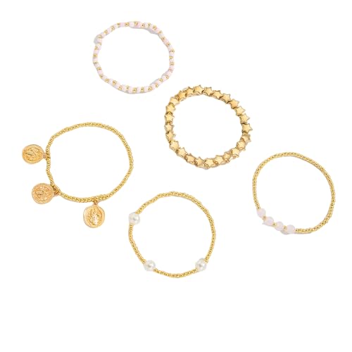 OAJABBGE Packung Aus 5 Handgefertigtem Sternperlenarmband Einstellbares Handgelenk Schmuck Elastischer Charme Geeignet Für Verschiedene Gelegenheit Elastic Handgefertigt von OAJABBGE
