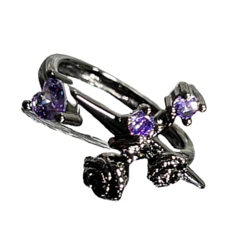 OAJABBGE Punk Inspirierte Offene Schaftringe Mit Edelsteinen Für Vielseitige Unisex Zubehör Verstellbarer Gotischer Schmuck Geschmückt von OAJABBGE