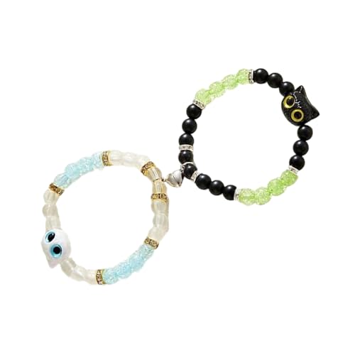 OAJABBGE Schönes Kätzchen Design Armband Magnetische Verschluss Armband Schmuck Für Freund Paare Nacht Leuchtend Harzarmarm Passender Paar Kätzchen von OAJABBGE