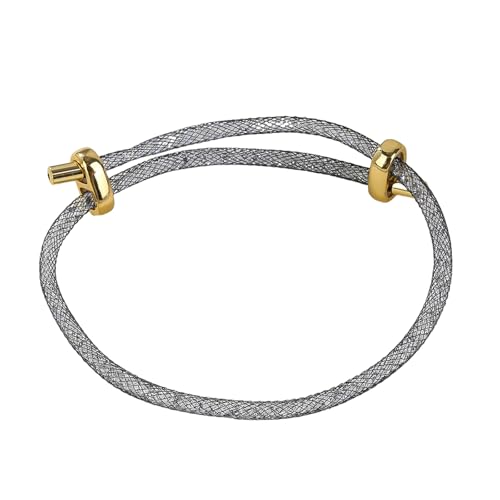 OAJABBGE Schwarzes Edelstahl Verstellbares Schleifenarmband Sporty Unisex Design Armband Mit Sicherem Verschluss Für Tägliche Verschleißverpackungs Stahldrahtarmband von OAJABBGE