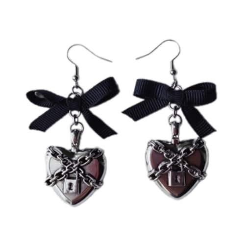 OAJABBGE Temperament Anhänger Ohrring Süßes Kühles Kettenherzherzohrringe Punkstil Reifen Ohrringe Mode Schmuck Schmuck von OAJABBGE