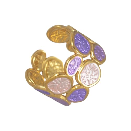OAJABBGE Zeitgenössische Unregelmäßige Doppelkreise Ringe Einstellbare Fingergröße Edelstahl Frauen Schmuck Für Alle Outfits Edelstahl Unregelmäßiger Formring von OAJABBGE