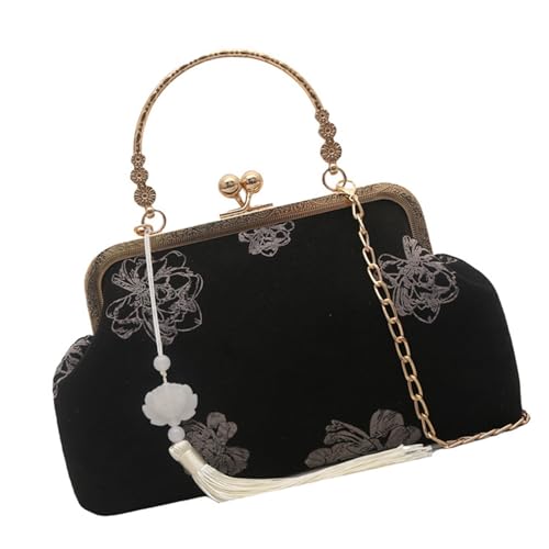 Premium Ketten Umhängetasche Traditionelle Stickerei Detailliert Kompaktes Crossbody Unique Inspiriertes Design Praktischer Seiden Samt Abendbeutel von OAJABBGE