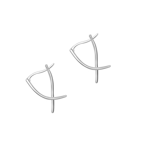 Stylische Silberbeschachte Ohrmanschette Mit Croses Lines Designs Bequemes Modeaccessoire Für Partys Ohrmanschette Für Frauen von OAJABBGE