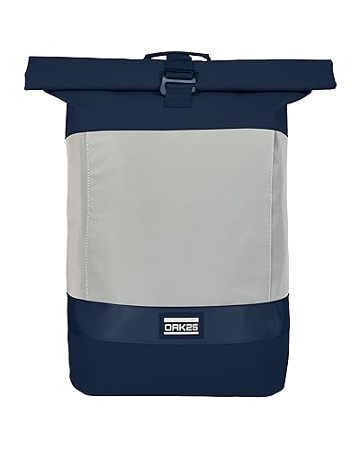 OAK25 Rolltop Rucksack Damen & Herren Blau - Reflective - Reflektierender Fahrradrucksack - Hohe Sichtbarkeit & Sicherheit - Fahrrad Daypack mit Laptop Fach - Wasserabweisend von OAK25