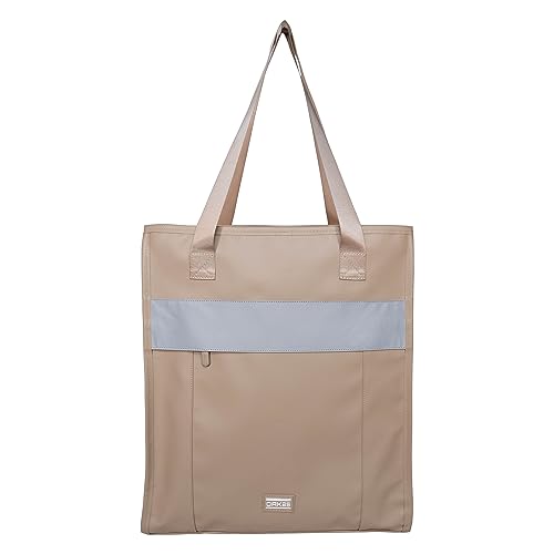 OAK25 Shopper Tasche Damen Beige - Reflektierende Tote Bag - Große Handtasche zum Umhängen - 16 Zoll Laptopfach - Wasserabweisend von OAK25