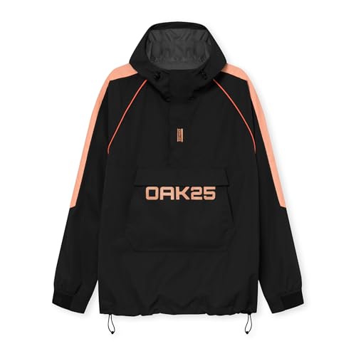 OAK25 Windbreaker Regenjacke Herren & Damen Schwarz Orange - Commute Rainbreaker - Verstaubare Übergangsjacke für Outdoor Fahrrad Reise - 10000mm Wassersäule - Atmungsaktiv von OAK25