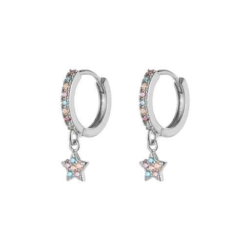 Ohrringe Ohrstecker Damen Schmuck Earrings 1 Paar Kleine Farbige Anhänger-Ohrringe Für Damen, Mond-Stern-Ohrring, Pendientes W0521-S von OAKITA