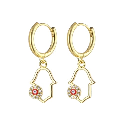Ohrringe Ohrstecker Damen Schmuck Earrings Lucky Amulet Blau Rote Augentropfen Ohrringe Damen W0483-Rot von OAKITA