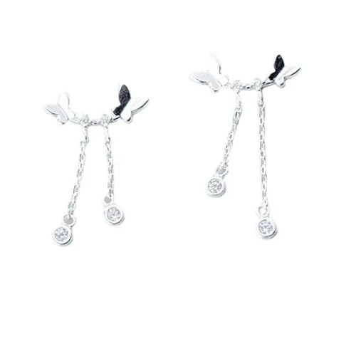 Ohrringe Ohrstecker Damen Schmuck Earrings Mikro-Glänzende Kette, Schmetterling, Funkelnde Quasten-Ohrringe, Geschenk Für Damenmode von OAKITA